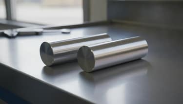 A side-by-side comparison of 304 and 316 stainless steel components on an industrial workbench