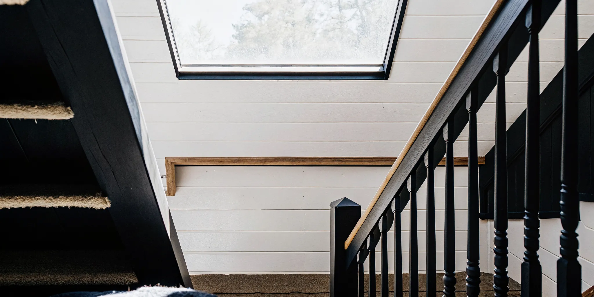 Natural daylight streaming through a skylight into a bright Texas living room